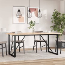 Трапезна маса в стил Industrial Modern, чамова дървесина масив и черна стомана, 180 x 90 см