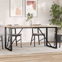 Трапезна маса в стил Industrial Modern, чамова дървесина масив и черна стомана, 180 x 90 см