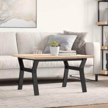 Трапезна маса в стил Industrial Modern, чамова дървесина масив и черна стомана, 80 x 80 см