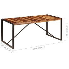 Трапезна маса в стил Industrial Modern, натурално масивно акациево дърво и черна стомана, 180 x 90 см