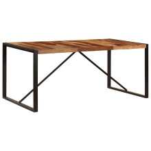 Трапезна маса в стил Industrial Modern, натурално масивно акациево дърво и черна стомана, 180 x 90 см