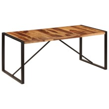 Трапезна маса в стил Industrial Modern, натурално масивно акациево дърво и черна стомана, 180 x 90 см