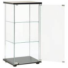 Витрина от закалено стъкло с 3 рафта, черна, 42,5 x 36,5 x 86 см
