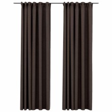 Завеси с ленена текстура в цвят таупе с перделък, 2 бр., 140 x 245 см