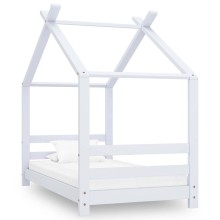 Бебешко легло Монтесори, бяла къщичка, борово дърво масив, 70x140 см