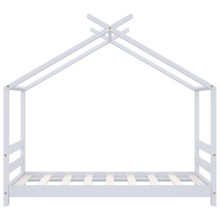 Бебешко легло Монтесори, бяла къщичка, борово дърво масив, 70x140 см