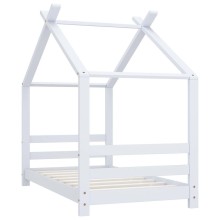 Бебешко легло Монтесори, бяла къщичка, борово дърво масив, 70x140 см