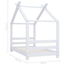 Бебешко легло Монтесори, бяла къщичка, борово дърво масив, 70x140 см