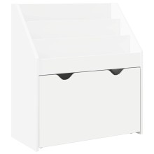 Детска етажерка за книги с чекмедже, бяла, 60 x 29,5 x 69 см