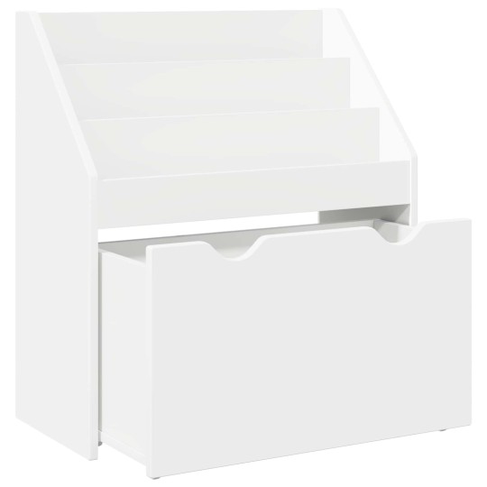 Детска етажерка за книги с чекмедже, бяла, 60 x 29,5 x 69 см