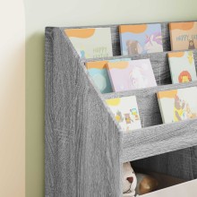 Детска етажерка за книги с открити отделения, с декор сив дъб сонома, 72,5 x 29,5 x 69 см