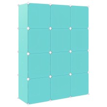 Детски модулен органайзер с 12 отделения, зелен, 110 x 36,5 x 143,5 см