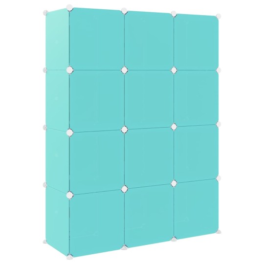 Детски модулен органайзер с 12 отделения, зелен, 110 x 36,5 x 143,5 см