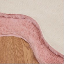 Фигурална пътека OLITE имитация на заешка козина, с неплъзгаща се основа, Розово