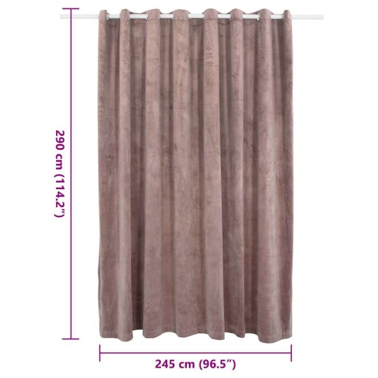 Кадифена завеса в цвят пепел от рози с метални халки, 290 x 245 см