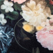 Килим за кухня Floral Print, черен 180 x 60 cm Кадифе