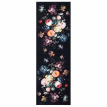Килим за кухня Floral Print, черен 180 x 60 cm Кадифе