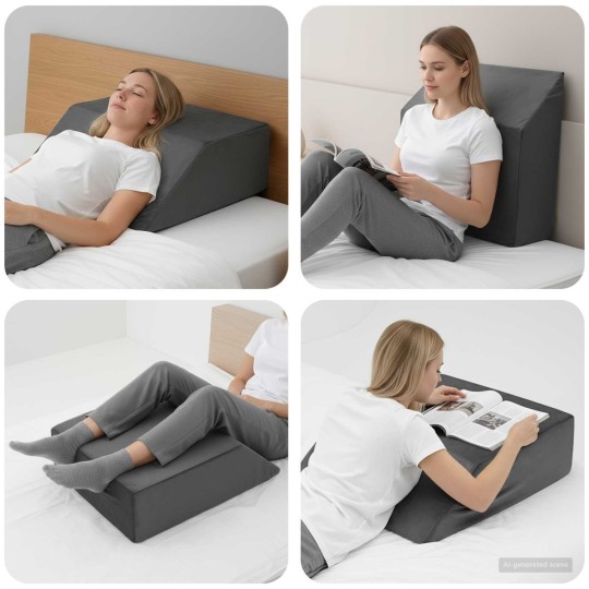 Клиновидна възглавница за крака Leg Elevation Firm, 63 x 52 x 19 см, сива