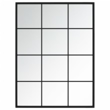 Комплект 3 стенни огледала с черна метална решетка, 80 x 60 см