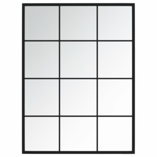 Комплект 3 стенни огледала с черна метална решетка, 80 x 60 см
