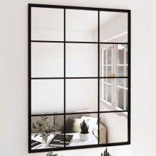 Комплект 3 стенни огледала с черна метална решетка, 80 x 60 см