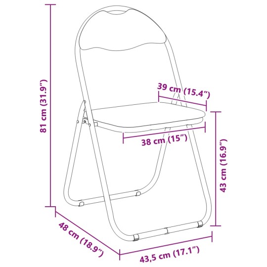 Комплект от 2 сгъваеми стола в модерен индустриален стил със стоманена рамка в изцяло бял цвят