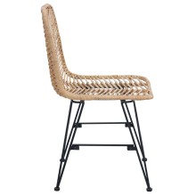 Комплект от 2 трапезни стола в стил Modern Boho от естествен ратан и черна желязна рамка