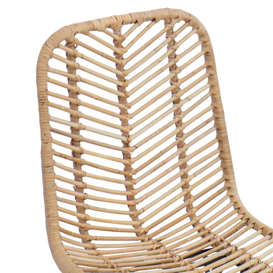 Комплект от 2 трапезни стола в стил Modern Boho от естествен ратан и черна желязна рамка