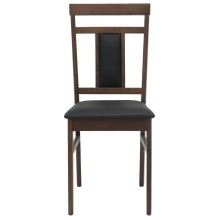 Комплект от 2 трапезни стола в стил Modern Traditional от масивно каучуково дърво в кафяво и черна еко кожа