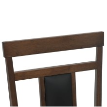 Комплект от 2 трапезни стола в стил Modern Traditional от масивно каучуково дърво в кафяво и черна еко кожа