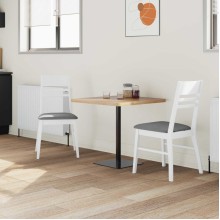 Комплект от 2 трапезни стола в стил Transitional Classic от масивно каучуково дърво в бяло и сива тапицерия