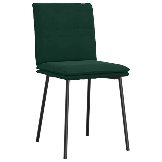 Комплект от 6 трапезни стола в стил Mid-Century Modern от тъмнозелено кадифе с хоризонтални шевове