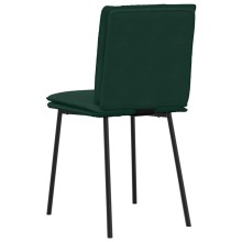 Комплект от 6 трапезни стола в стил Mid-Century Modern от тъмнозелено кадифе с хоризонтални шевове