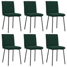Комплект от 6 трапезни стола в стил Mid-Century Modern от тъмнозелено кадифе с хоризонтални шевове
