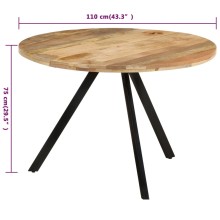 Кръгла трапезна маса ⌀110 x 75 см в стил Mid-Century Modern, мангово дърво масив и черна стомана