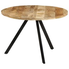 Кръгла трапезна маса ⌀110 x 75 см в стил Mid-Century Modern, мангово дърво масив и черна стомана