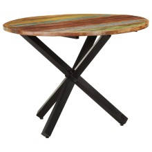 Кръгла трапезна маса в стил Artisan / Vintage, регенерирано дърво масив и черна стомана, ⌀ 100 см