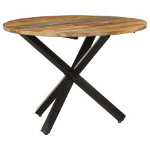 Кръгла трапезна маса в стил Artisan / Vintage, регенерирано дърво масив и черна стомана, ⌀ 100 см
