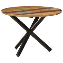 Кръгла трапезна маса в стил Artisan / Vintage, регенерирано дърво масив и черна стомана, ⌀ 100 см