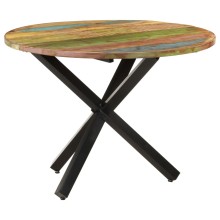 Кръгла трапезна маса в стил Artisan / Vintage, регенерирано дърво масив и черна стомана, ⌀ 100 см