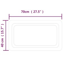 LED стенно огледало за баня с периферна рамка с омекотени ъгли и USB захранване, 40x70 см