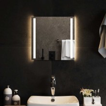 LED стенно огледало за баня с USB захранване и две вертикални светлинни ленти, 40x40 см