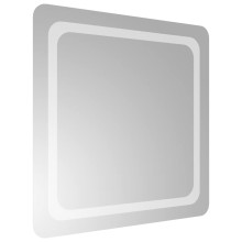 LED стенно огледало за баня с USB захранване и периферна светеща рамка с омекотени ъгли, 60x60 см