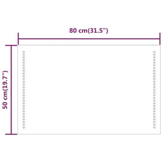 LED стенно огледало за баня с USB захранване и периферно точково осветление, 50x80 см