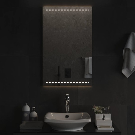 LED стенно огледало за баня с USB захранване и периферно точково осветление, 50x80 см