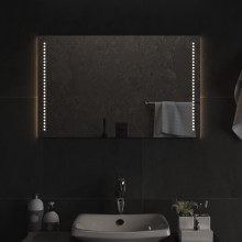 LED стенно огледало за баня с USB захранване и периферно точково осветление, 50x80 см