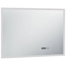 LED стенно огледало за баня със сензор за допир и дисплей за час, 100x60 см