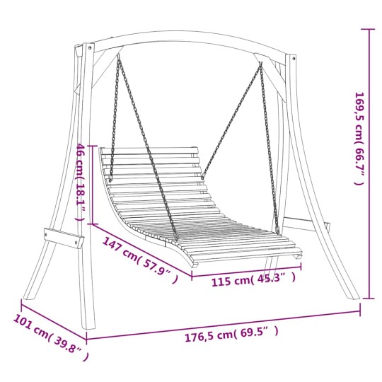 Люлеещо легло от масивен смърч с естествен финиш, размер M