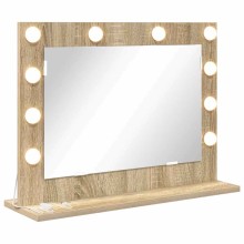 Настолно тоалетно огледало с Холивуд LED осветление дъб сонома 60 x 45 см