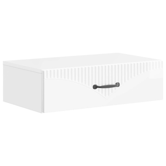 Нощно шкафче ONDA с монтаж на стена и чекмедже, бял гланц, 59 x 34,5 x 17 см